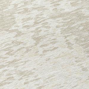 Homeroots 3' Abstract Washable Indoor Outdoor Rug - Durable, Stain Resistant, Versatile For Any Space! Ivory Polyester 612949