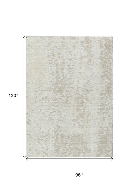 Homeroots 3' Abstract Washable Indoor Outdoor Rug - Durable, Stain Resistant, Versatile For Any Space! Ivory Polyester 612950