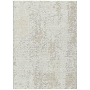 HomeRoots 5' Stylish Ivory and Beige Abstract Washable Area Rug for Indoor and Outdoor High-Traffic Spaces 8' X 10' 612950