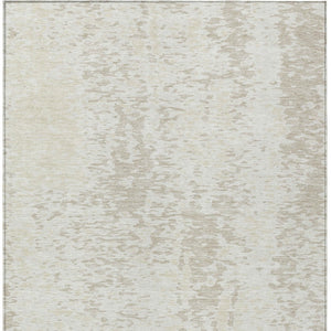 Homeroots 3' Abstract Washable Indoor Outdoor Rug - Durable, Stain Resistant, Versatile For Any Space! Ivory Polyester 612951