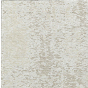 Homeroots 3' Abstract Washable Indoor Outdoor Rug - Durable, Stain Resistant, Versatile For Any Space! Ivory Polyester 612951