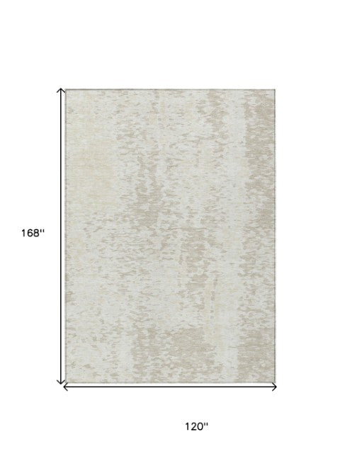Homeroots 3' Abstract Washable Indoor Outdoor Rug - Durable, Stain Resistant, Versatile For Any Space! Ivory Polyester 612952