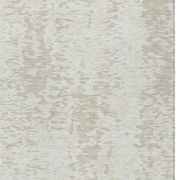 Homeroots 3' Abstract Washable Indoor Outdoor Rug - Durable, Stain Resistant, Versatile For Any Space! Ivory Polyester 612952