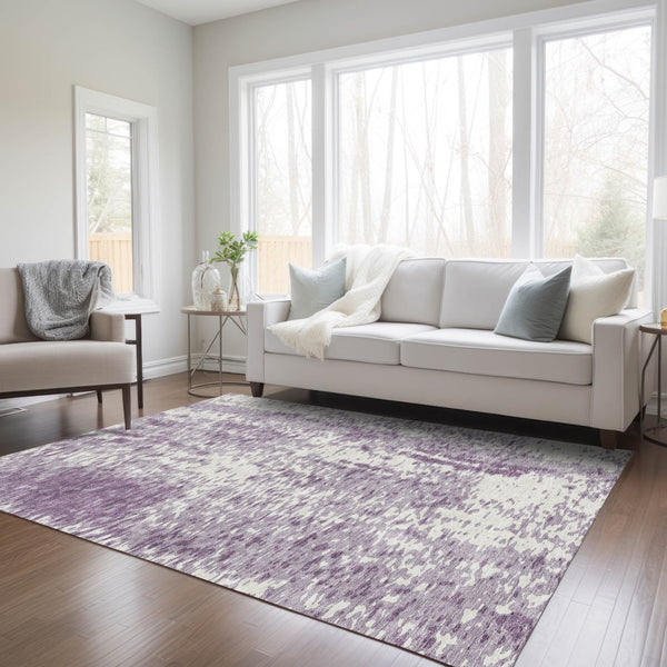 Homeroots 3' Abstract Washable Indoor Outdoor Rug - Durable, Stain Resistant, Versatile For Any Space! Lavender Polyester 612953