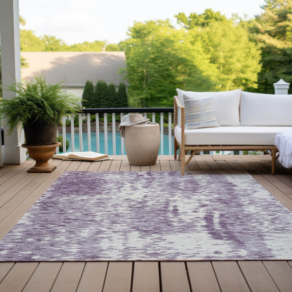 Homeroots 3' Abstract Washable Indoor Outdoor Rug - Durable, Stain Resistant, Versatile For Any Space! Lavender Polyester 612954