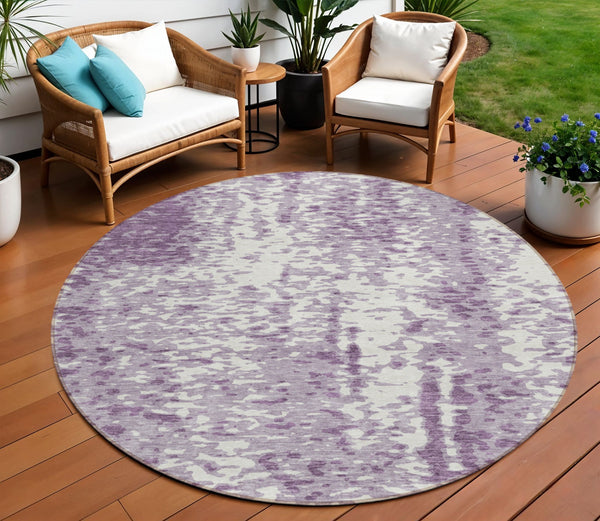Homeroots 3' Abstract Washable Indoor Outdoor Rug - Durable, Stain Resistant, Versatile For Any Space! Lavender Polyester 612955