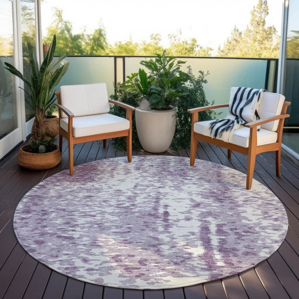 Homeroots 3' Abstract Washable Indoor Outdoor Rug - Durable, Stain Resistant, Versatile For Any Space! Lavender Polyester 612955