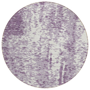 HomeRoots 5' Artistic Lavender and Ivory Abstract Indoor Outdoor Area Rug - Durable, Washable, Stylish Design 8' Round 612955