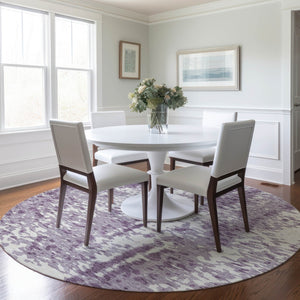 Homeroots 3' Abstract Washable Indoor Outdoor Rug - Durable, Stain Resistant, Versatile For Any Space! Lavender Polyester 612955