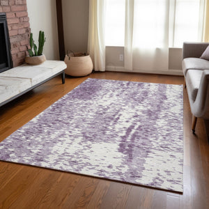 Homeroots 3' Abstract Washable Indoor Outdoor Rug - Durable, Stain Resistant, Versatile For Any Space! Lavender Polyester 612958