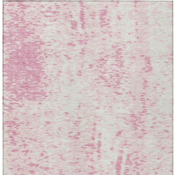 Homeroots 3' Abstract Washable Indoor Outdoor Rug - Durable, Stain Resistant, Versatile For Any Space! Pink Polyester 612959