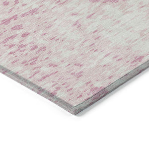 Homeroots 3' Abstract Washable Indoor Outdoor Rug - Durable, Stain Resistant, Versatile For Any Space! Pink Polyester 612960