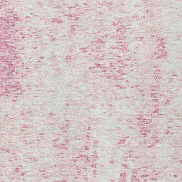 Homeroots 3' Abstract Washable Indoor Outdoor Rug - Durable, Stain Resistant, Versatile For Any Space! Pink Polyester 612960