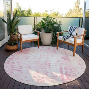 Homeroots 3' Abstract Washable Indoor Outdoor Rug - Durable, Stain Resistant, Versatile For Any Space! Pink Polyester 612961