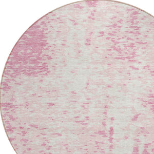 Homeroots 3' Abstract Washable Indoor Outdoor Rug - Durable, Stain Resistant, Versatile For Any Space! Pink Polyester 612961