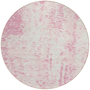 Homeroots 3' Abstract Washable Indoor Outdoor Rug - Durable, Stain Resistant, Versatile For Any Space! Pink Polyester 612961