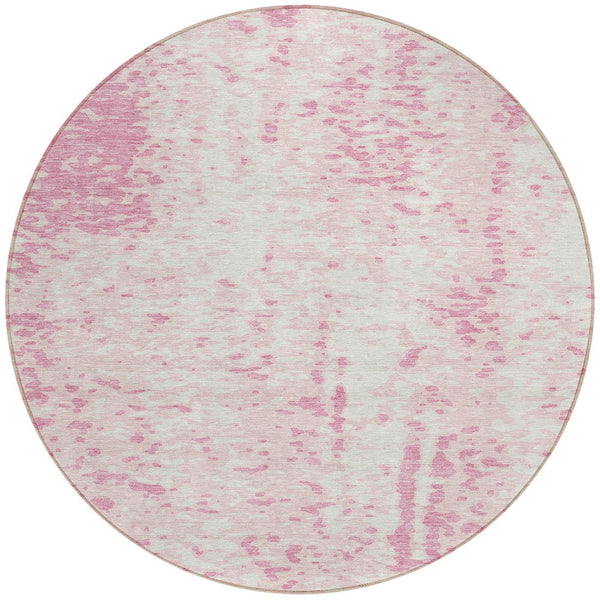 Homeroots 3' Abstract Washable Indoor Outdoor Rug - Durable, Stain Resistant, Versatile For Any Space! Pink Polyester 612961