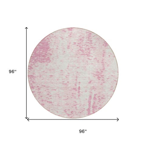 Homeroots 3' Abstract Washable Indoor Outdoor Rug - Durable, Stain Resistant, Versatile For Any Space! Pink Polyester 612961