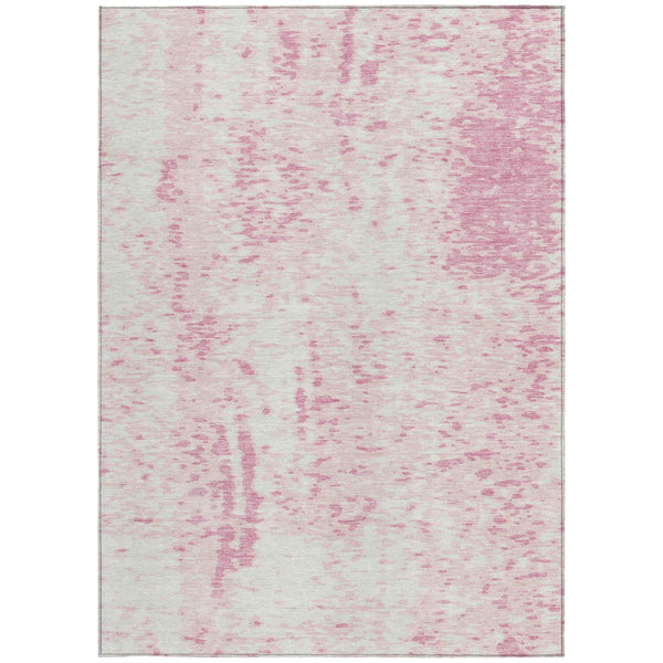 Homeroots 3' Abstract Washable Indoor Outdoor Rug - Durable, Stain Resistant, Versatile For Any Space! Pink Polyester 612962
