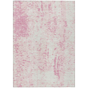 HomeRoots 5' Pink and Ivory Abstract Area Rug - Stylish, Washable Design for Indoor and Outdoor Spaces 8' X 10' 612962