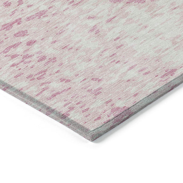 Homeroots 3' Abstract Washable Indoor Outdoor Rug - Durable, Stain Resistant, Versatile For Any Space! Pink Polyester 612962
