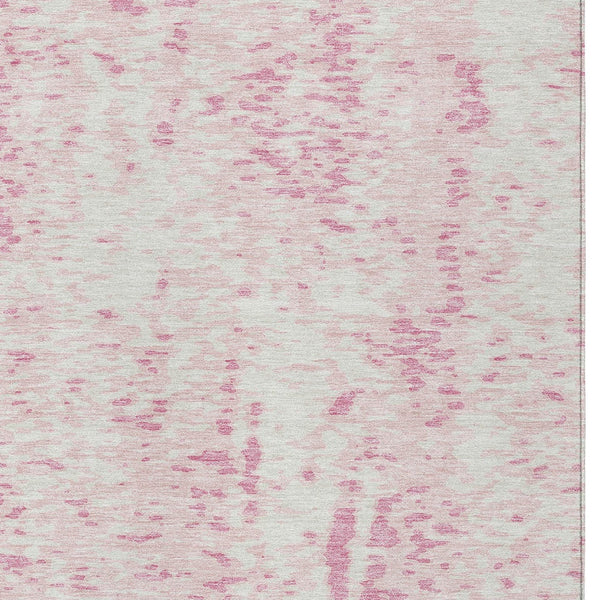 Homeroots 3' Abstract Washable Indoor Outdoor Rug - Durable, Stain Resistant, Versatile For Any Space! Pink Polyester 612962