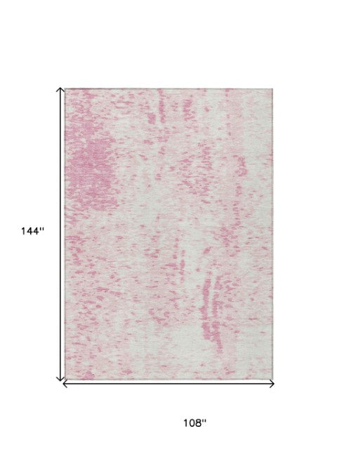 Homeroots 3' Abstract Washable Indoor Outdoor Rug - Durable, Stain Resistant, Versatile For Any Space! Pink Polyester 612963