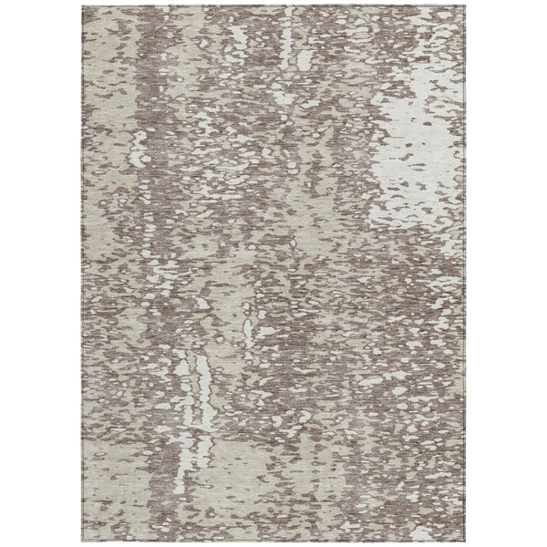 Homeroots 3' Abstract Washable Indoor Outdoor Rug - Durable, Stain Resistant, Versatile For Any Space! Taupe Polyester 612965