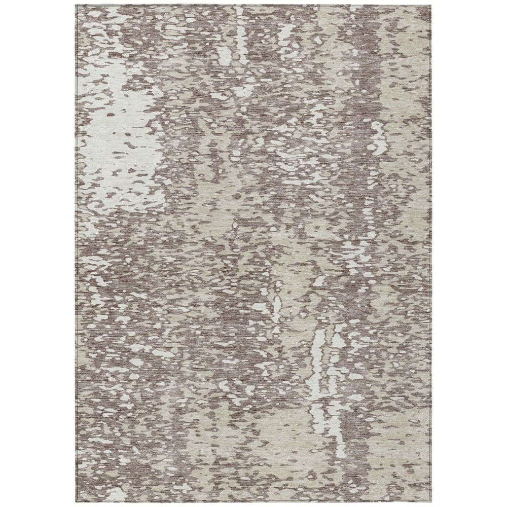 HomeRoots 5' Elegant Taupe and Ivory Abstract Indoor Outdoor Area Rug – Durable, Washable, and Stylish! 5' X 8' 612966