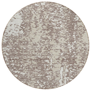 HomeRoots 5' Elegant Taupe and Ivory Abstract Indoor Outdoor Area Rug – Durable, Washable, and Stylish! 8' Round 612967