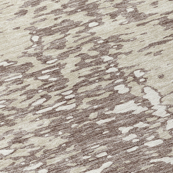 Homeroots 3' Abstract Washable Indoor Outdoor Rug - Durable, Stain Resistant, Versatile For Any Space! Taupe Polyester 612967