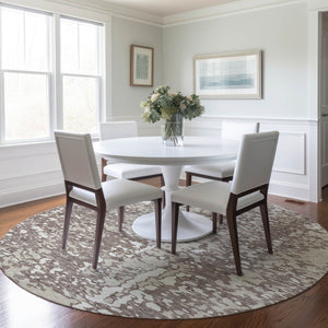 Homeroots 3' Abstract Washable Indoor Outdoor Rug - Durable, Stain Resistant, Versatile For Any Space! Taupe Polyester 612967