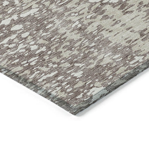 Homeroots 3' Abstract Washable Indoor Outdoor Rug - Durable, Stain Resistant, Versatile For Any Space! Taupe Polyester 612968