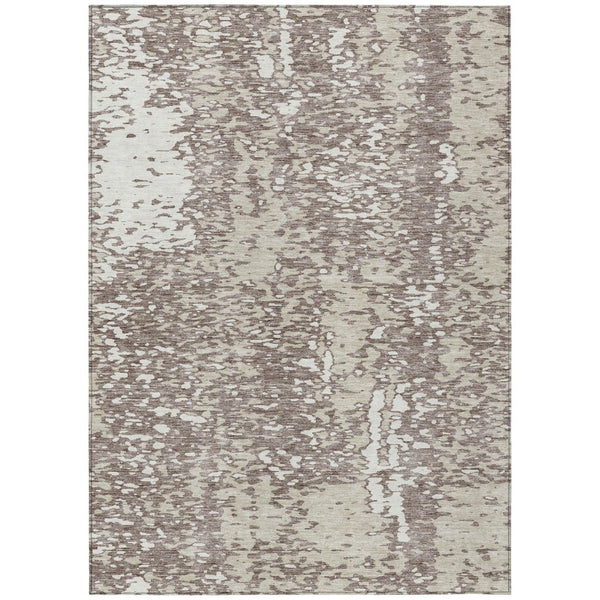 HomeRoots 5' Elegant Taupe and Ivory Abstract Indoor Outdoor Area Rug – Durable, Washable, and Stylish! 9' X 12' 612969