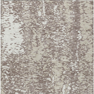 Homeroots 3' Abstract Washable Indoor Outdoor Rug - Durable, Stain Resistant, Versatile For Any Space! Taupe Polyester 612969