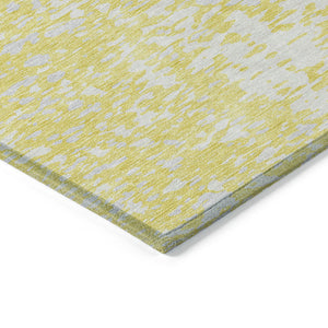 Homeroots 3' Abstract Washable Indoor Outdoor Rug - Durable, Stain Resistant, Versatile For Any Space! Yellow Polyester 612971
