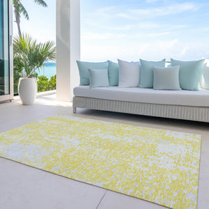 Homeroots 3' Abstract Washable Indoor Outdoor Rug - Durable, Stain Resistant, Versatile For Any Space! Yellow Polyester 612972