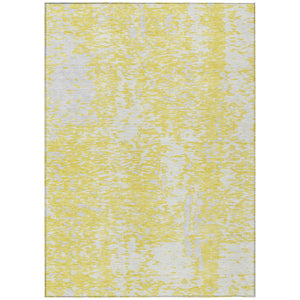 Homeroots 3' Abstract Washable Indoor Outdoor Rug - Durable, Stain Resistant, Versatile For Any Space! Yellow Polyester 612972