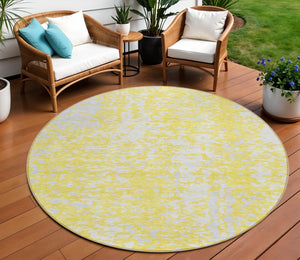 Homeroots 3' Abstract Washable Indoor Outdoor Rug - Durable, Stain Resistant, Versatile For Any Space! Yellow Polyester 612973