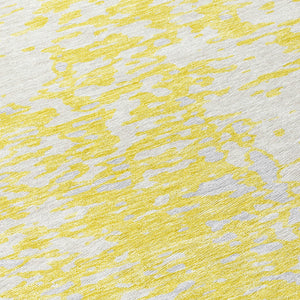 Homeroots 3' Abstract Washable Indoor Outdoor Rug - Durable, Stain Resistant, Versatile For Any Space! Yellow Polyester 612973