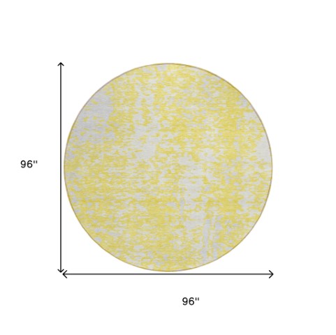 Homeroots 3' Abstract Washable Indoor Outdoor Rug - Durable, Stain Resistant, Versatile For Any Space! Yellow Polyester 612973