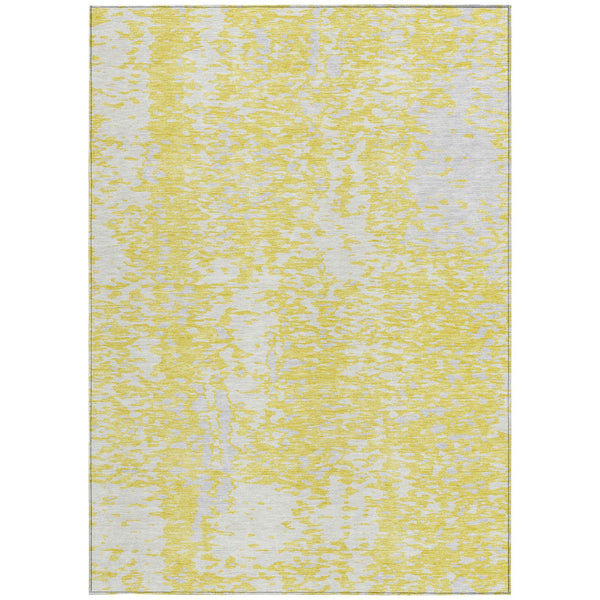 Homeroots 3' Abstract Washable Indoor Outdoor Rug - Durable, Stain Resistant, Versatile For Any Space! Yellow Polyester 612974