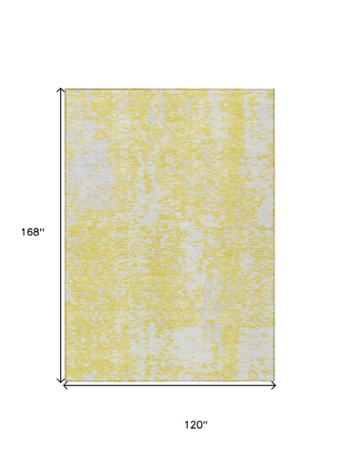 Homeroots 3' Abstract Washable Indoor Outdoor Rug - Durable, Stain Resistant, Versatile For Any Space! Yellow Polyester 612976