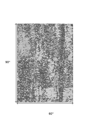 Homeroots 3' Abstract Washable Indoor Outdoor Rug - Durable, Stain Resistant, Versatile For Any Space! Charcoal Polyester 612978