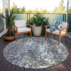 Homeroots 3' Abstract Washable Indoor Outdoor Rug - Durable, Stain Resistant, Versatile For Any Space! Charcoal Polyester 612979