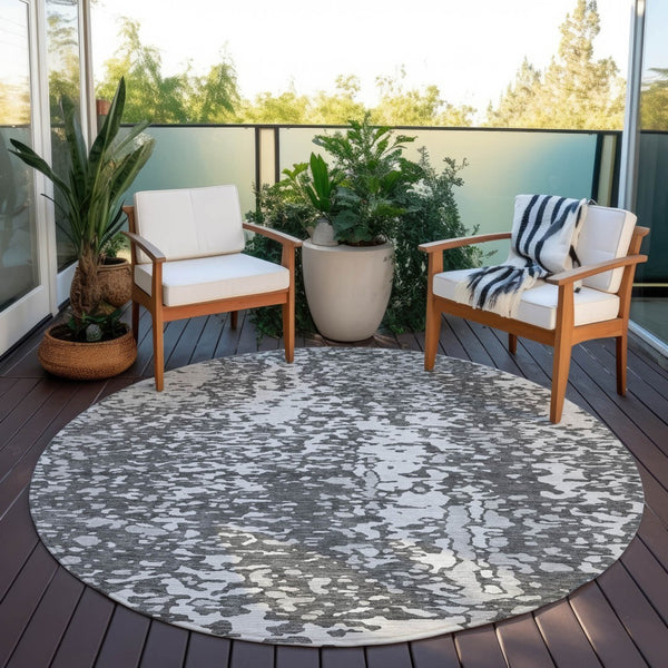 Homeroots 3' Abstract Washable Indoor Outdoor Rug - Durable, Stain Resistant, Versatile For Any Space! Charcoal Polyester 612979