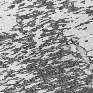 Homeroots 3' Abstract Washable Indoor Outdoor Rug - Durable, Stain Resistant, Versatile For Any Space! Charcoal Polyester 612979