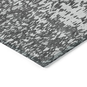 Homeroots 3' Abstract Washable Indoor Outdoor Rug - Durable, Stain Resistant, Versatile For Any Space! Charcoal Polyester 612980