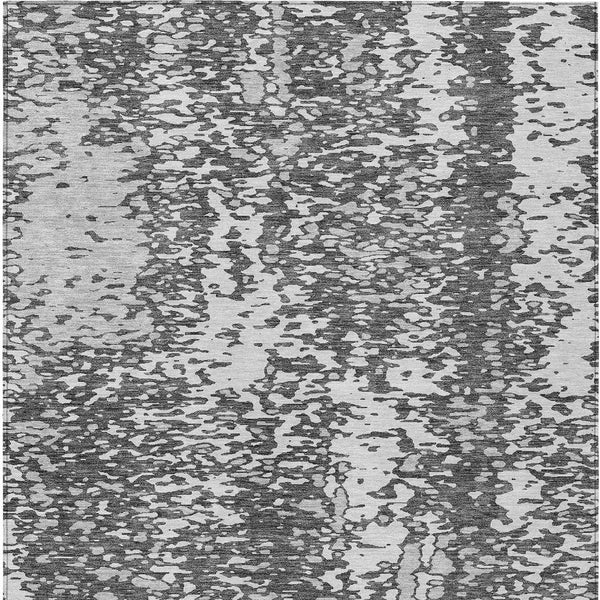 Homeroots 3' Abstract Washable Indoor Outdoor Rug - Durable, Stain Resistant, Versatile For Any Space! Charcoal Polyester 612982