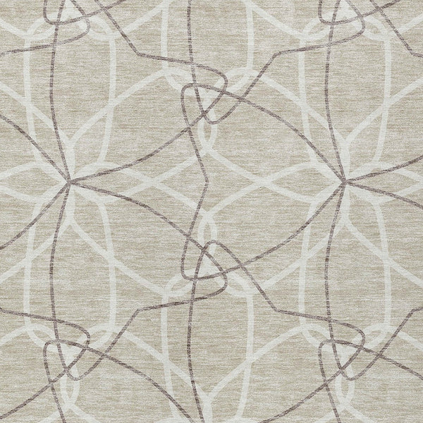 Homeroots 3' Geometric Washable Area Rug For Indoor & Outdoor Use - Stylish & Durable For High Traffic Areas Beige Polyester 612983